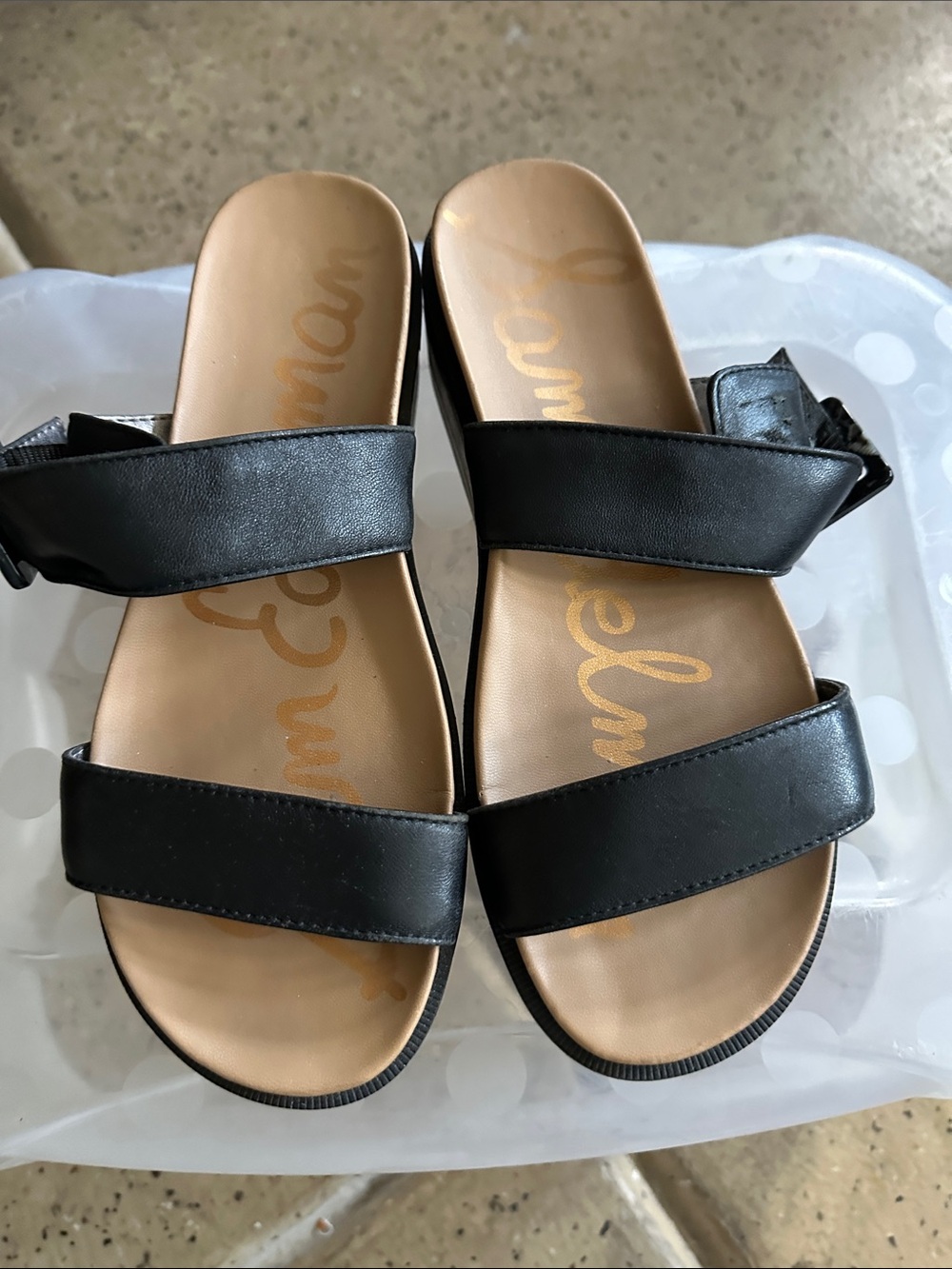 Sam Edelman Black Platform Double-Strap Slides